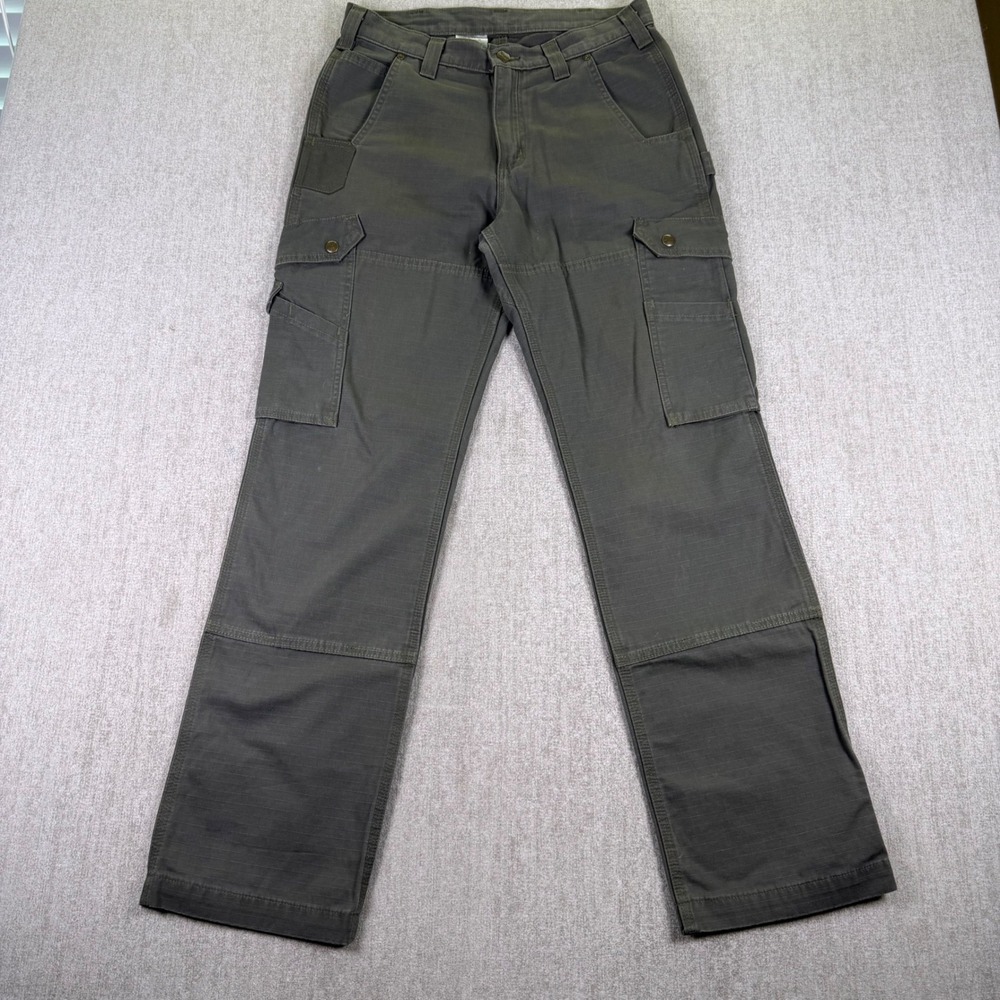 Carhartt Cargo Pants Mens 30x32 Moss Green Relaxed Fit Ripstop Work Trousers